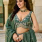 Bottle Green Tissue Silk Lehenga Choli Floral Zari Embroidery Elegant