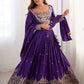 Women's Dark Purple Vichitra Silk Embroidered Lehenga Choli Set for Weddings