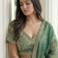 Green Kanjivaram Silk A-Line Lehenga Choli with Beads Work Elegant