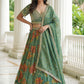 Green Kanjivaram Silk A-Line Lehenga Choli with Beads Work Elegant