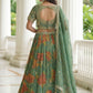 Green Kanjivaram Silk A-Line Lehenga Choli with Beads Work Elegant
