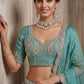 Blue Tissue Bead Work Bridesmaid Lehenga Choli with Dupatta Elegant Wear