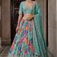 Blue Tissue Bead Work Bridesmaid Lehenga Choli with Dupatta Elegant Wear