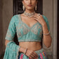Blue Tissue Bead Work Bridesmaid Lehenga Choli with Dupatta Elegant Wear