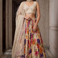 Cream Tissue Bead Work Bridesmaid Lehenga Choli with Dupatta Elegant Wear