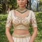 Royal Off white Silk Mehendi Lehenga Choli with Bead Embroidery Elegant