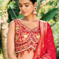 Designer Red Silk Embroidered Wedding Lehenga Choli with Gold Diamond and Cutdana Work