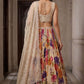 Cream Tissue Bead Work Bridesmaid Lehenga Choli with Dupatta Elegant Wear