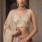 Cream Tissue Bead Work Bridesmaid Lehenga Choli with Dupatta Elegant Wear
