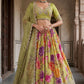 Green Tissue Bead Work Bridesmaid Lehenga Choli with Dupatta Elegant Wear