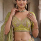 Green Tissue Bead Work Bridesmaid Lehenga Choli with Dupatta Elegant Wear