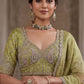 Green Tissue Bead Work Bridesmaid Lehenga Choli with Dupatta Elegant Wear