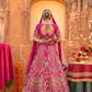 Traditional Rani Pink Silk Embroidered Bridal Lehenga with Sequin and Bead Details