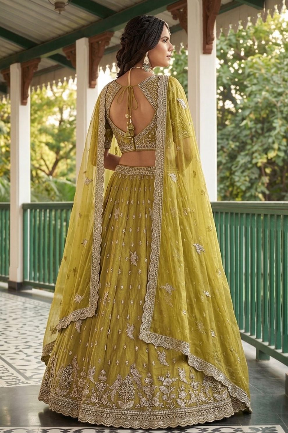 Tissue Lehenga Embroidered Sequins Stones Beads Zari Work Elegant Wear
