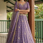 Purple Tissue Lehenga Embroidered Sequins Stones Beads Zari Work Elegant Wear
