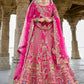 Traditional Rani Pink Silk Embroidered Bridal Lehenga with Sequin and Bead Details
