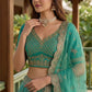 Rama Green Tissue Lehenga Embroidered Sequins Stones Beads Zari Work Elegant Wear