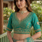 Rama Green Tissue Lehenga Embroidered Sequins Stones Beads Zari Work Elegant Wear
