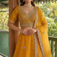 Yellow Tissue Lehenga Embroidered Sequins Stones Beads Zari Work Elegant Wear