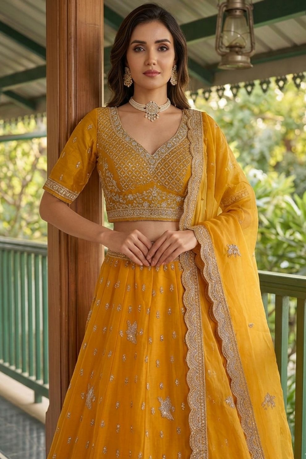 Yellow Tissue Lehenga Embroidered Sequins Stones Beads Zari Work Elegant Wear