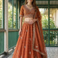 Orange Tissue Lehenga Embroidered Sequins Stones Beads Zari Work Elegant Wear