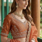 Orange Tissue Lehenga Embroidered Sequins Stones Beads Zari Work Elegant Wear