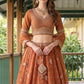 Orange Tissue Lehenga Embroidered Sequins Stones Beads Zari Work Elegant Wear