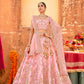 Baby Pink Silk Lehenga Choli with Intricate Palace and Palm Tree Heritage Embroidery