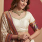 Off White Zari Weaving Viscose Silk Lehenga Choli Traditional Elegant