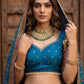Kalamkari Banarasi Silk Lehenga Choli Peacock Blue