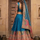 Kalamkari Banarasi Silk Lehenga Choli Peacock Blue