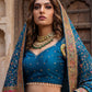 Kalamkari Banarasi Silk Lehenga Choli Peacock Blue