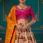 Multi Color Dola Silk Lehenga Choli Weaving Work Wedding Wear Elegant