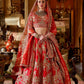 Vermillion Red Silk Bridal Lehenga Golden Paisley Zari Embroidery