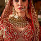Vermillion Red Silk Bridal Lehenga Golden Paisley Zari Embroidery