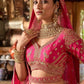 Rani Pink Silk Bridal Lehenga Signature Belt Zardozi Floral Work Elegant