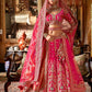 Rani Pink Silk Bridal Lehenga Signature Belt Zardozi Floral Work Elegant
