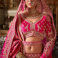 Rani Pink Silk Bridal Lehenga Signature Belt Zardozi Floral Work Elegant