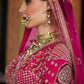 Fuchsia Pink Silk Bridal Lehenga Heavy Zardozi Architectural Motifs