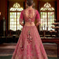 Fuchsia Pink Silk Bridal Lehenga Heavy Zardozi Architectural Motifs