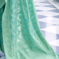 Caribbean Green Lucknowi Chikankari Weaving Silk Saree