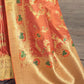 Carrot Orange Chanderi-Banarasi Fusion Woven Saree